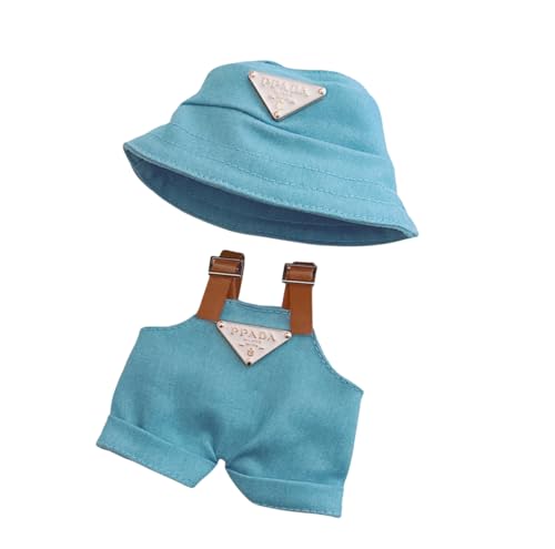 17 cm Kleidungsset für Puppe (ohne Puppe), Hut und Overall-Set für 17 cm Zubehör-Anzug, niedliche Kleidung zum Verkleiden, einzigartiger Stil (blau) von mofusand