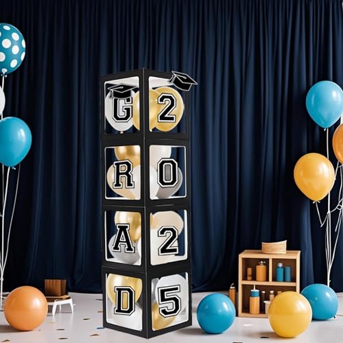 Abschlussdekorationen, Klasse 2025, transparente Boxen mit Buchstaben 2025, Abschlussparty-Dekorationen, für Innen- und Außenbereich, Party-Dekoration, 4 Stück Abschlussdekorationen, Klasse 2025, transparente Boxen mit Buchstaben 2025, Abschlussparty-Dekorationen, für Innen- und Außenbereich, Party-Dekoration, 4 Stück von mogenda
