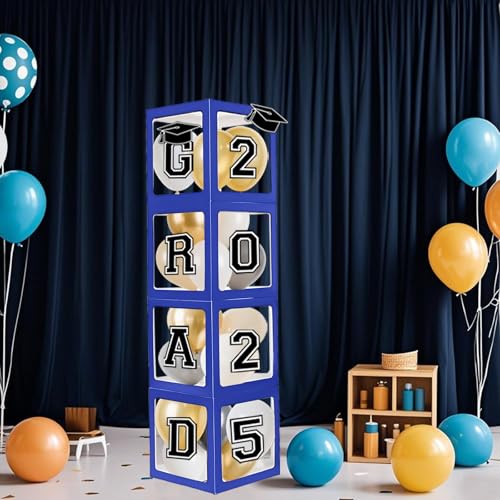 Abschlussdekorationen, Klasse 2025, transparente Boxen mit Buchstaben 2025, Abschlussparty-Dekorationen, für Innen- und Außenbereich, Party-Dekoration, 4 Stück Abschlussdekorationen, Klasse 2025, transparente Boxen mit Buchstaben 2025, Abschlussparty-Dekorationen, für Innen- und Außenbereich, Party-Dekoration, 4 Stück von mogenda