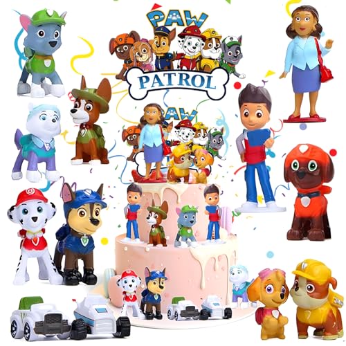 mohito 13PCS Paw Patrol Tortenfiguren,Paw Patrol Kuchen Deko Mini Figuren Tortendeko Cake Topper Kuchendeko für Kinder Party Liefert Dekorationen von mohito