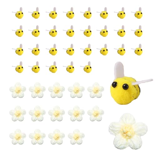 mohito 45 Stück Mini Biene Dekoration,Biene Holz Mini,Häkelblumen Weiß,Für DIY Basteln Kostüm Zimmer Haarschmuck Hüte Party Dekorationen mohito 45 Stück Mini Biene Dekoration,Biene Holz Mini,Häkelblumen Weiß,Für DIY Basteln Kostüm Zimmer Haarschmuck Hüte Party Dekorationen von mohito