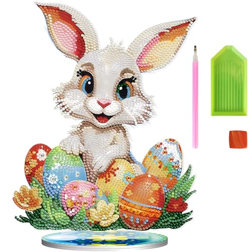 Mohito Ostern Diamond Painting 5D Kit, DIY Diamant Painting Set Kaninchen für Kinder, Kunst Handwerk Geschenk von mohito