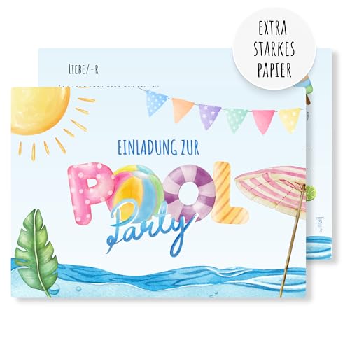 møij 12x EINLADUNGSKARTEN für Mädchen & Jungen Kindergeburtstag - schöne Karten mit Pool Party Motiv møij 12x EINLADUNGSKARTEN für Mädchen & Jungen Kindergeburtstag - schöne Karten mit Pool Party Motiv von møij