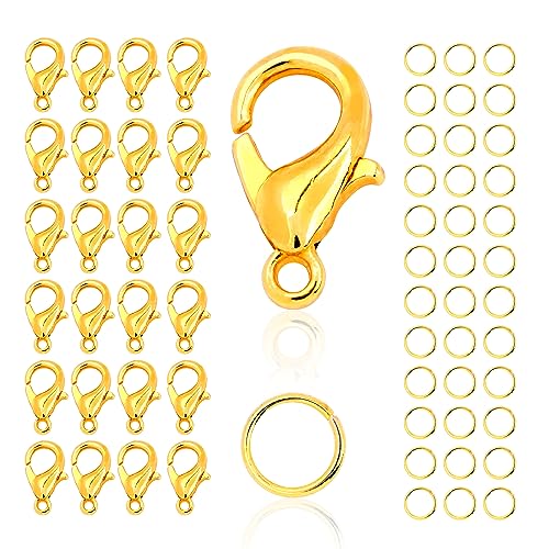 Verschlüsse für Armbänder,moinkerin 100 Stücke Armband Verschluss（Gold） mit 200 Biegeringe,Kettenverschluss Armband Verschlüsse für Schmuckherstellung von moinkerin