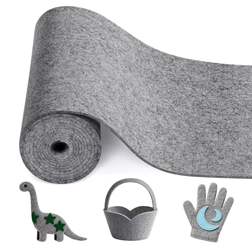 moinkerin Filzstoff 300cm x 30cm x 3mm Filz Meterware zum Zuschneiden Filzrolle für Patchwork Näharbeiten Handarbeiten Dekofilz Filzmatte für Aufbewahrungstaschen Heimdekoration (Dunkelgrau) von moinkerin