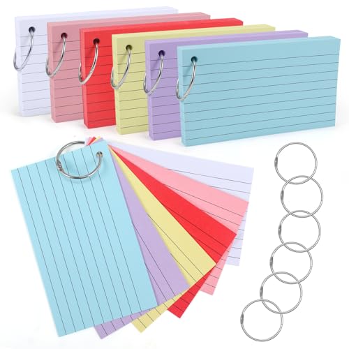 moinkerin Karteikarten 360 Stücke 5 * 2.9 Inch Mehrfarben Lernkarten Flashcards mit 6 Binderingen für Büro Haus Schule Lernen moinkerin Karteikarten 360 Stücke 5 * 2.9 Inch Mehrfarben Lernkarten Flashcards mit 6 Binderingen für Büro Haus Schule Lernen von moinkerin