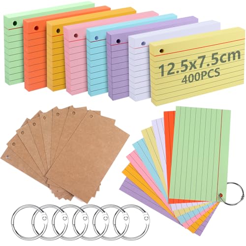 moinkerin Karteikarten 400 Stücke 4.92 * 2.95 Inch Mehrfarben Lernkarten Flashcards mit 6 Binderingen 8 Kraftpapier Karteikarten für Büro Haus Schule Lernen Linierte Karteikarte moinkerin Karteikarten 400 Stücke 4.92 * 2.95 Inch Mehrfarben Lernkarten Flashcards mit 6 Binderingen 8 Kraftpapier Karteikarten für Büro Haus Schule Lernen Linierte Karteikarte von moinkerin
