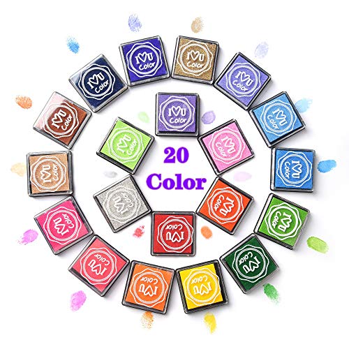 moinkerin Stempelkissen Set Fingerabdruck Stempelkissen für Kartenherstellung, Stempel, Papier, Stoff, Waschbar (20 Farben) von moinkerin