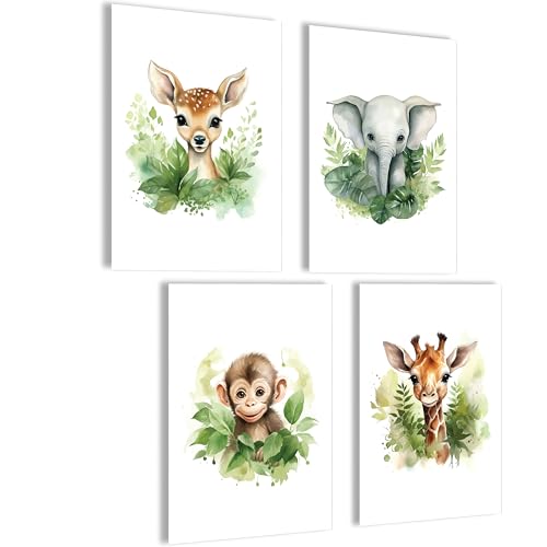 mojoliving Bilder Kinderzimmer jungen Baby Zimmer Poster Set Wandbilder Kinderzimmer mädchen Babyzimmer Deko Bilder für Baby Zimmer Dekoration (Set Tier Babies: Reh, Elefant, Affe, Giraffe) mojoliving Bilder Kinderzimmer jungen Baby Zimmer Poster Set Wandbilder Kinderzimmer mädchen Babyzimmer Deko Bilder für Baby Zimmer Dekoration (Set Tier Babies: Reh, Elefant, Affe, Giraffe) von mojoliving
