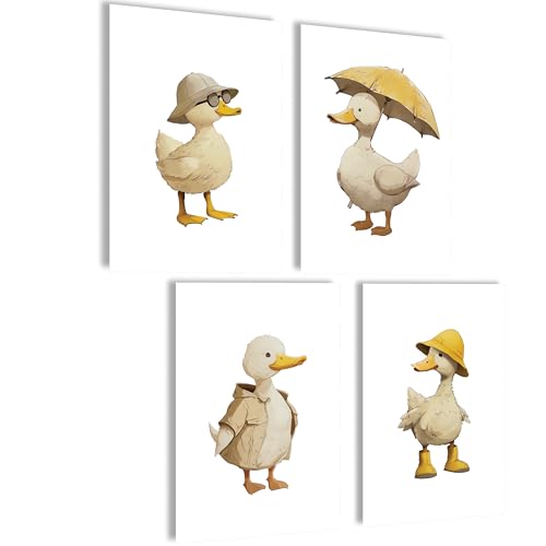mojoliving Bilder Kinderzimmer jungen Baby Zimmer Poster Set Wandbilder Kinderzimmer mädchen Babyzimmer Deko Bilder für Baby Zimmer Dekoration (Ente) von mojoliving