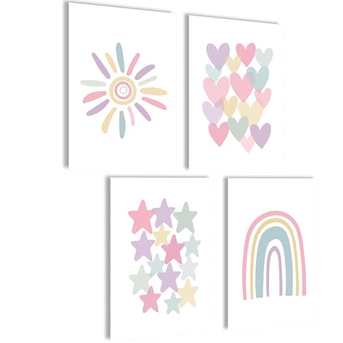 mojoliving Bilder Kinderzimmer jungen Baby Zimmer Poster Set Wandbilder Kinderzimmer mädchen Babyzimmer Deko Bilder für Baby Zimmer Dekoration (Pastel) von mojoliving