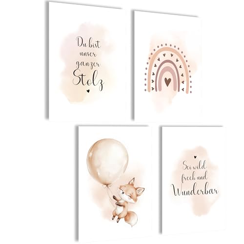 mojoliving Bilder Kinderzimmer jungen Baby Zimmer Poster Set Wandbilder Kinderzimmer mädchen Babyzimmer Deko Bilder für Baby Zimmer Dekoration (Wunder) von mojoliving