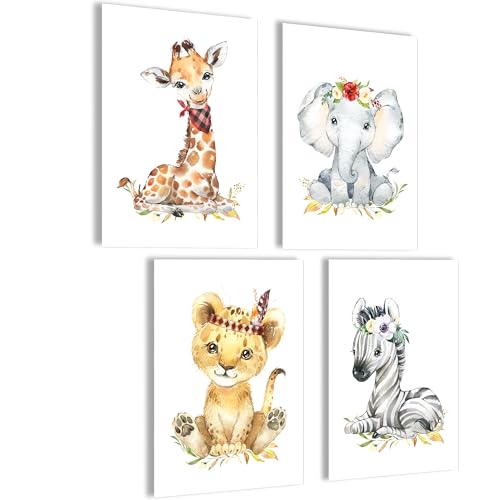 mojoliving Bilder Kinderzimmer jungen Baby Zimmer Poster Set Kinderzimmer mädchen Babyzimmer Set Giraffe, Elefant, Löwe, Zebra mojoliving Bilder Kinderzimmer jungen Baby Zimmer Poster Set Kinderzimmer mädchen Babyzimmer Set Giraffe, Elefant, Löwe, Zebra von mojoliving