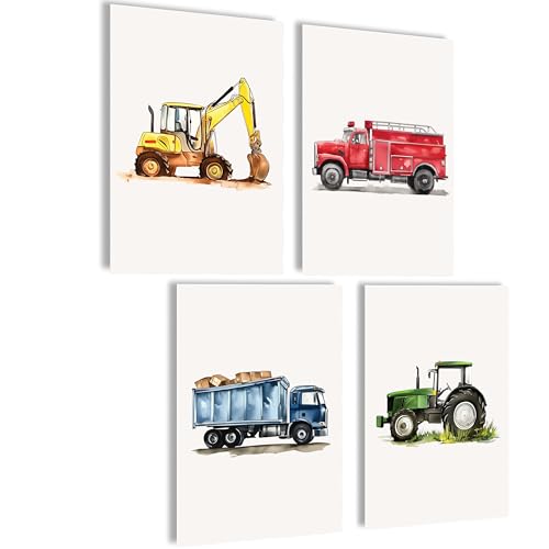 mojoliving Bilder Kinderzimmer jungen Baby Zimmer Poster Set Wandbilder Kinderzimmer mädchen Babyzimmer Deko Bilder für Baby Zimmer Dekoration (Kraftfahrzeuge) von mojoliving