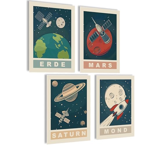mojoliving Bilder Kinderzimmer jungen Baby Zimmer Poster Set Wandbilder Kinderzimmer mädchen Babyzimmer Deko Bilder für Baby Zimmer Dekoration (Solar System) von mojoliving
