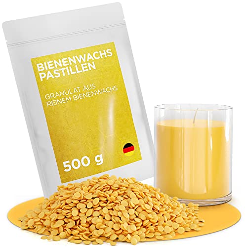 molinoRC 500g Bienenwachs Pastillen [100% Natur] - rein duftendes Bienenwachs Bio für Kosmetik und Kerzen - Beeswax Wachspastillen - Bienenwachs für Lederpflege, Möbelpflege und Bienenwachstücher von molinoRC