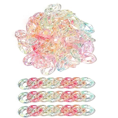 200 Stück Acryl-Kettengliederringe, bunte Kette, ovale Schnell-Halsketten-Glieder-Verbinder, offene Verbindungsringe für DIY-Geldbörse, Armband, Halsketten, Ohrringe, Schmuckherstellung, Brillenband von mollensiuer