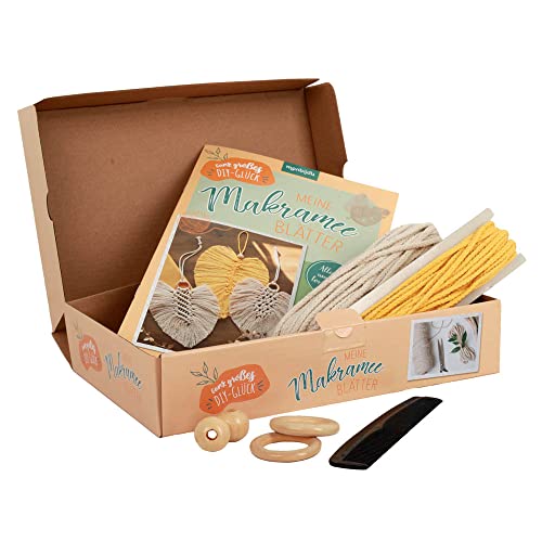 Meine Makramee Blätter - Makramee DIY-Set mit Anleitung inkl. Makramee Garn und Holzringen und Perlen, Makramee Deko basteln, Boho Deko zum selber knüpfen Meine Makramee Blätter - Makramee DIY-Set mit Anleitung inkl. Makramee Garn und Holzringen und Perlen, Makramee Deko basteln, Boho Deko zum selber knüpfen von monbijou