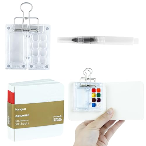 Mini Aquarell Set, Pocket Aquarell Travel Set Tragbares Reise Aquarell Paletten Set Transparent 8 Gitter mit Zeichenbuch und Wasserstift für Studenten Künstler Maler, 1 Stück Mini Aquarell Set, Pocket Aquarell Travel Set Tragbares Reise Aquarell Paletten Set Transparent 8 Gitter mit Zeichenbuch und Wasserstift für Studenten Künstler Maler, 1 Stück von mongtsamz