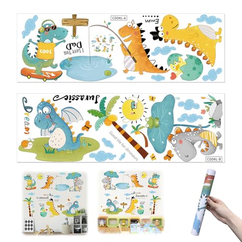 Wandtattoo Dinosaurier Groß, Dino Wandtattoo Kinderzimmer Niedlicher Wandsticker Dinosaurier Wandtattoos Selbstklebend Wall Sticker für Jungen Babyzimmer Wohnzimmer Schlafzimmer, 1 Stück von mongtsamz
