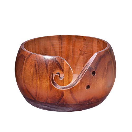 monshop Garnschale Aus Holz Handgefertigte Holzgarnschale, Holzschale Für Strickgarn, Garn Aufbewahrung, Garnschale Für Wolle, Häkelnadeln, Stricknadeln Und Andere Kleine Accessoires von monshop