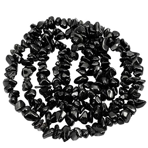 Mookaitedecor Obsidian Schwarz Perlen lose Stein, kleine Deko-Steine, poliert, unregelmäßige Steine zum Basteln, Halskette, Heilung, Armband, Schmuckherstellung von mookaitedecor
