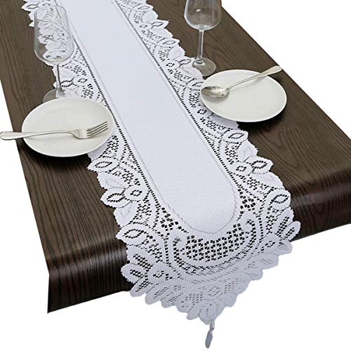 mookaitedecor Lace Tischläufer für Küche, rechteckige Tischdecke Tischdekoration Tuch für Party, 33 x 180 cm von mookaitedecor