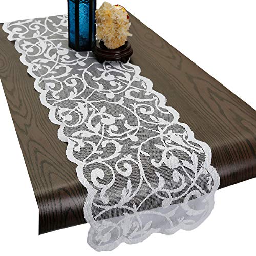 mookaitedecor Lace Tischläufer für Küche, rechteckige Tischdecke Tischdekoration Tuch für Party, 33 x 180 cm von mookaitedecor