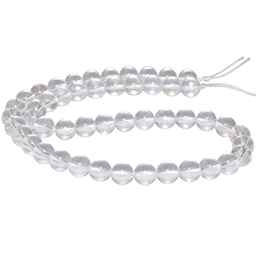 mookaitedecor Natürliche Kristall Stein Perlen 8mm kleines Loch, runde lose Perlen Steine für Schmuck machen Heilung DIY Handwerk, Bergkristall von mookaitedecor