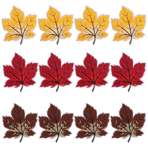 mortd 12 Stück Ahornblätter, zum Aufbügeln für Herbst, Thanksgiving, gelbbraun, burgunderrot, Herbstblätter, zum Aufnähen oder Aufbügeln, bestickte Aufnäher für Kleidung, Dekoration, Herbst mortd 12 Stück Ahornblätter, zum Aufbügeln für Herbst, Thanksgiving, gelbbraun, burgunderrot, Herbstblätter, zum Aufnähen oder Aufbügeln, bestickte Aufnäher für Kleidung, Dekoration, Herbst von mortd