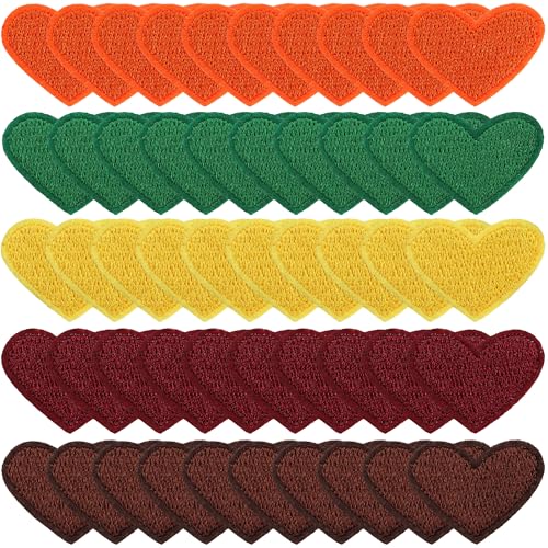 mortd 50 Stück Aufnäher in Herzform, zum Aufbügeln für Herbst, Thanksgiving, Orange, Grün, Gelb, Braun, Burgunderrot, zum Aufnähen oder Aufbügeln, bestickte Aufnäher für Kleidung, Dekoration, Herbst mortd 50 Stück Aufnäher in Herzform, zum Aufbügeln für Herbst, Thanksgiving, Orange, Grün, Gelb, Braun, Burgunderrot, zum Aufnähen oder Aufbügeln, bestickte Aufnäher für Kleidung, Dekoration, Herbst von mortd