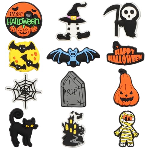 mortd Silikonperlen für Halloween, Fledermaus, Geist, Hexenhut, Perlen für Perlenstifte, Schlüsselanhänger, Armbänder, 12 Stück von mortd