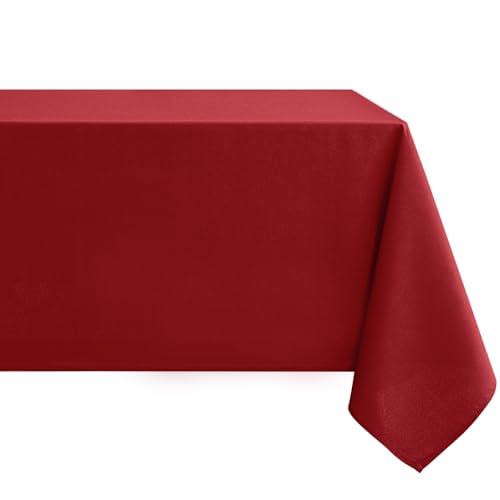 mosayt Tischdecke Abwaschbar Leinenoptik 100x140cm Tischtuch Lotuseffekt Leinendecke Fleckschutz Tischwäsche für Esszimmer, Garten, Hochzeiten, Rot von mosayt