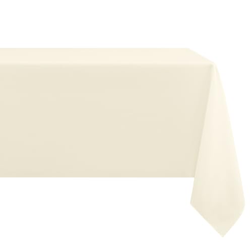 mosayt Tischdecke Abwaschbar Leinenoptik 140x240cm Tischtuch Lotuseffekt Leinendecke Fleckschutz Tischwäsche für Esszimmer, Garten, Hochzeiten, Beige von mosayt