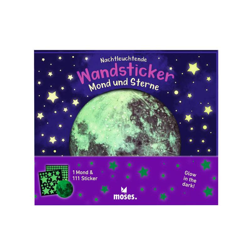 Wandsticker Mond & Sterne Glow von moses Verlag