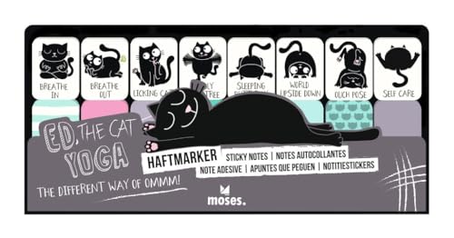 moses. Ed, the Cat Haftmarker, Sticky Notes mit 8 lustigen Katzen-Motiven, Selbstklebende Notizzettel für Home Office, Büro, Studium und Schule, Haftklebezettel zum Markieren im Kalender und Journal von moses