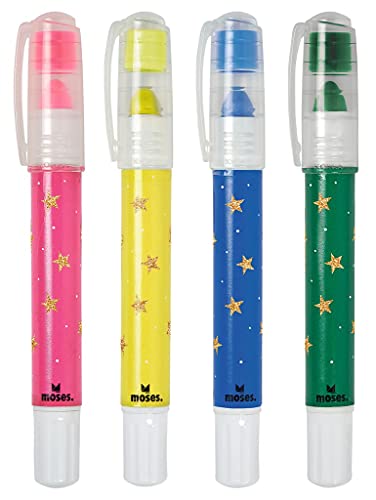 moses. Metallic-Wachsmaler Sternenstaub 4er Set, herausdrehbare Wachsmalstifte mit Metallic-schimmer, für Kinder von moses