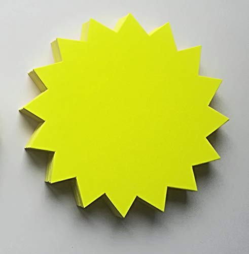 10 Rund - Sterne - Preisschilder aus Neon Karton leuchtgelb 40 cm Durchmesser 380g/qm Werbesymbole für Räumungsverkauf von most-wanted-shop