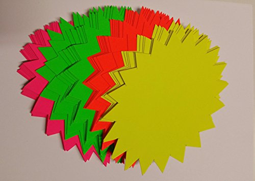 160 Kugel - Sterne - Preisschilder aus Neon Karton gemischt 8,0 x 11,3 cm 380g/qm Werbesymbole für Räumungsverkauf von most-wanted-shop