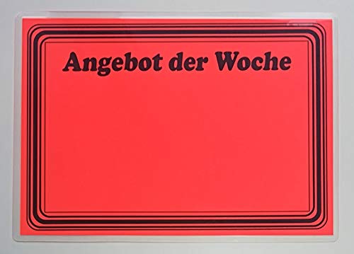 20 laminierte Preisschilder 111 x 154 mm"Angebot der Woche" leuchtrot mit Rand Werbesymbole für Räumungsverkauf von most-wanted-shop