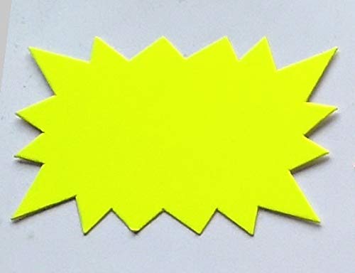 25 Rechteck - Sterne - Preisschilder aus Neon Karton leuchtgelb 16 x 23 cm 380g/qm Werbesymbole für Räumungsverkauf von most-wanted-shop