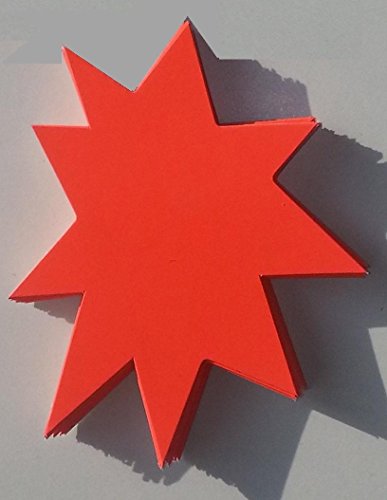 50 Sterne - Preisschilder aus Karton leuchtrot 10 x 12 cm 270g/qm Werbesymbole von most-wanted-shop