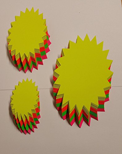 60 Kugel - Sterne - Sortiment Nr. 1 Preisschilder aus Neon Karton gemischt 380g/qm Werbesymbole für Räumungsverkauf von most-wanted-shop
