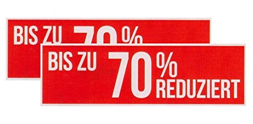 Ankleber 2 Stück aus Weißfolie 30 x 90 cm"BIS ZU 70% REDUZIERT" für Räumungsverkauf Werbesymbole Ankleber 2 Stück aus Weißfolie 30 x 90 cm"BIS ZU 70% REDUZIERT" für Räumungsverkauf Werbesymbole von most-wanted-shop