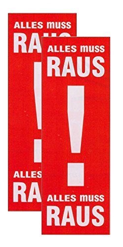 Plakate 2 Stück aus Papier 150g/qm 48 x 138 cm " ALLES MUSS RAUS ! " Werbesymbol von most-wanted-shop