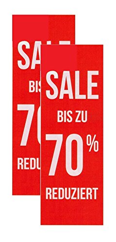 Plakate 2 Stück aus Papier 150g/qm 48 x 138 cm"SALE BIS ZU 70% REDUZIERT" Werbesymbol von most-wanted-shop