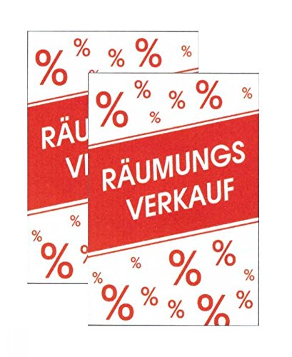 Plakate 2 Stück aus Papier 150g/qm 58,4 x 83,2 cm"RÄUMUNGSVERAUF%%" ohne Rahmen Werbesymbol von most-wanted-shop