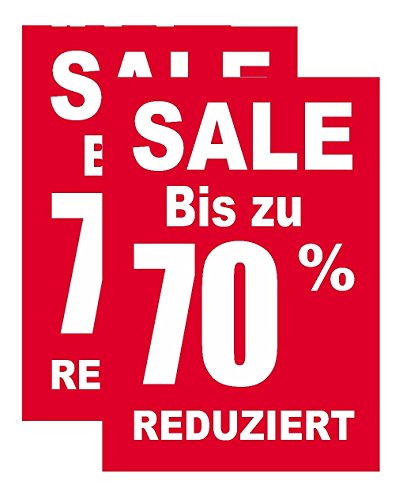 Plakate 2 Stück aus Papier 150g/qm 58,4 x 83,2 cm"SALE BIS ZU 70% REDUZIERT" ohne Rahmen Werbesymbol von most-wanted-shop