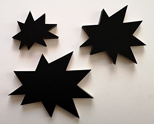 Preisschilder 60 Sterne - Sortiment aus schwarzem Plakatkarton in 3 Größen 380g/qm für Räumungsverkauf von most-wanted-shop