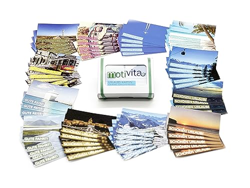 motivita Urlaubskarten - Wünsche einen schönen Urlaub - 12 Motive / 60 Lobkarten von motivita